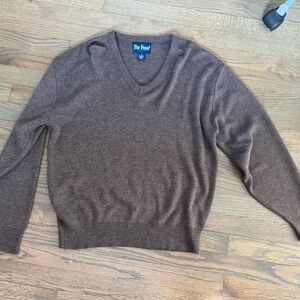 brown knit v neck sweater